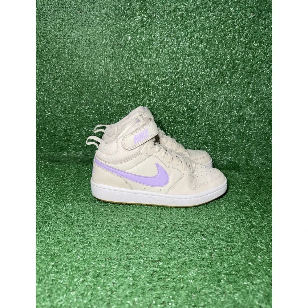 Nike Court Borough Mid 2 Women Size 5.5 Boy 4Y Beige Casual Shoe Comfort Sneaker